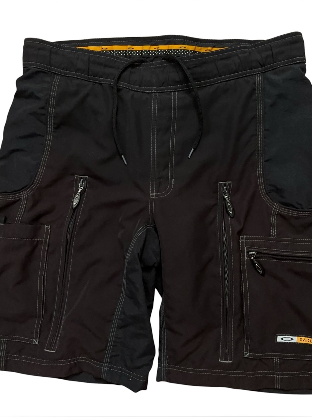 VTG Y2K Oakley Software Cargo Shorts Mens L Drawstring Tactical MTB Lined Black